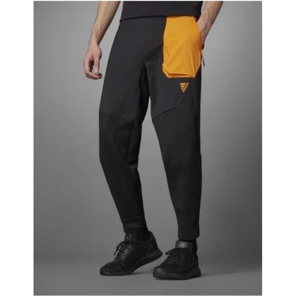 Sz XL-‎ ADIDAS Men's Designed for Gameday Premium Joggers Pants, Black/Orange